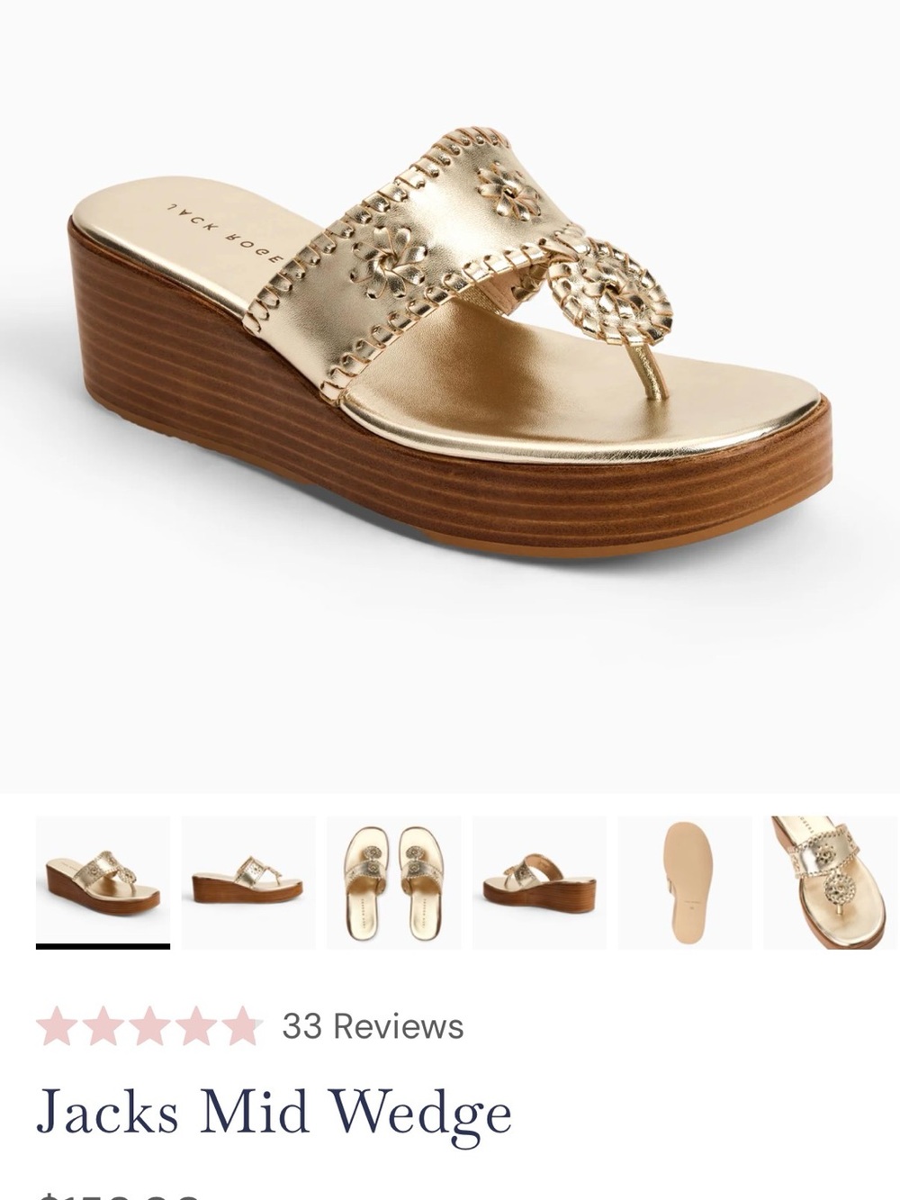NEW! Jack Rogers Gold Leather Thong Slide Wedge Sandals - Picture 6 of 6